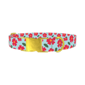 Red Floral Dog Collar - metal gold