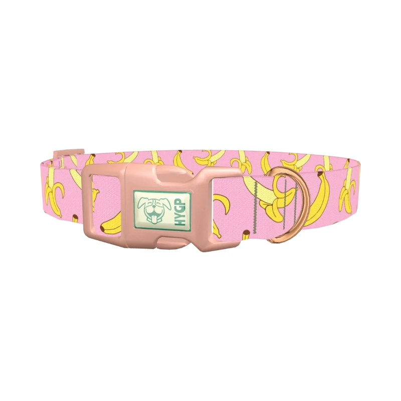 Pink Banana Pattern Dog Collar - plastic rose gold