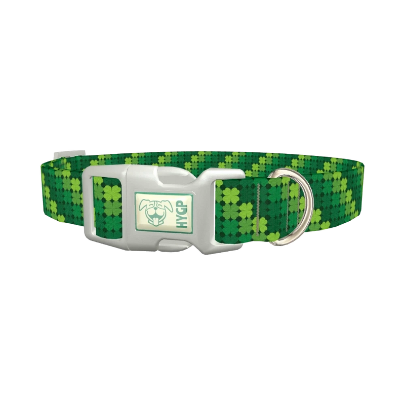 Clover Pattern Dog Collar - plastic silver