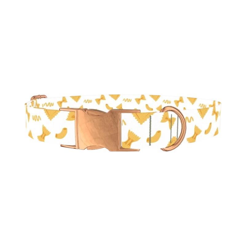 Pasta Pattern Dog Collar - metal rose gold