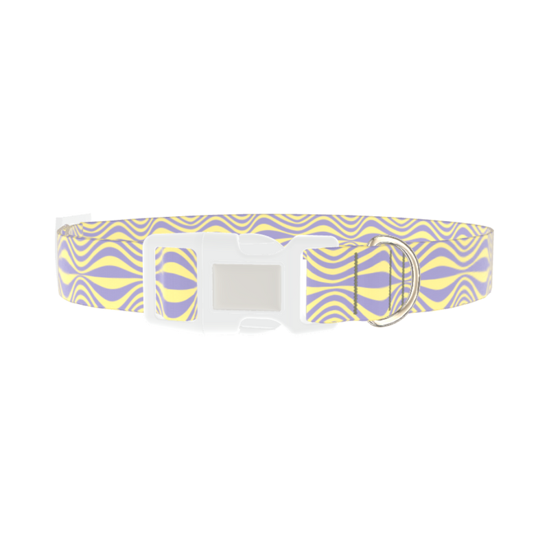 Wavy Geometric Dog Collar - plastic silver
