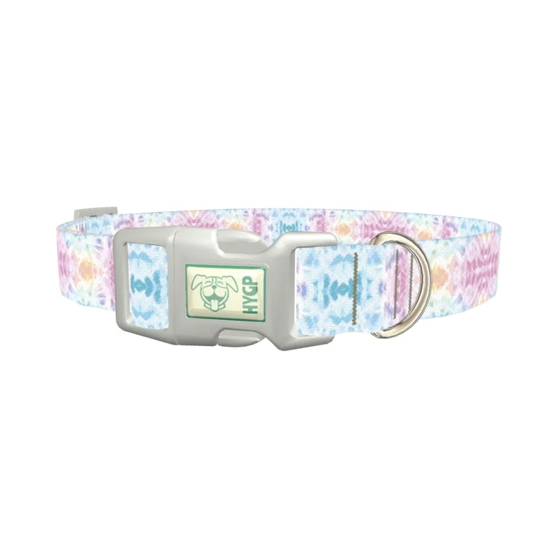 Pastel Tie-Dye Dog Collar - plastic silver