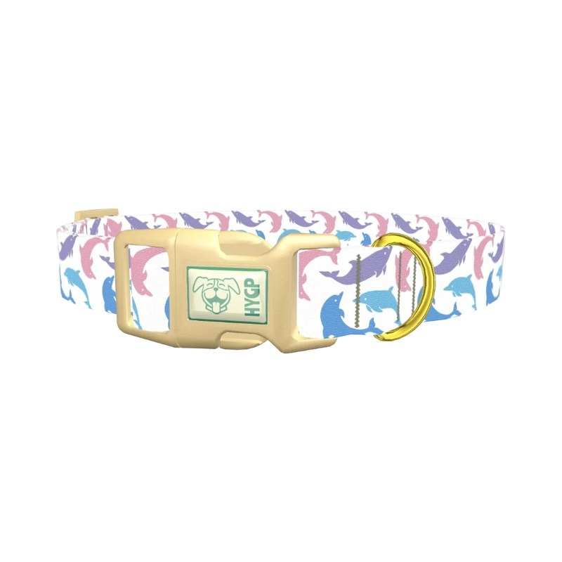Pastel Dolphin Dog Collar - plastic gold