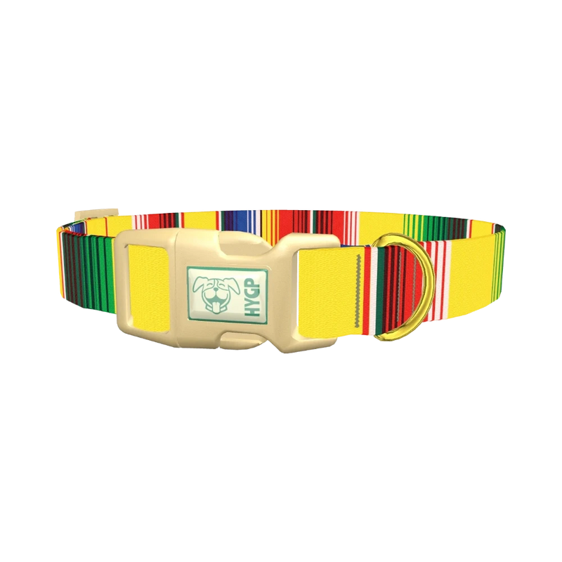 Yellow Mexican Stripe Dog Collar - plastic gold