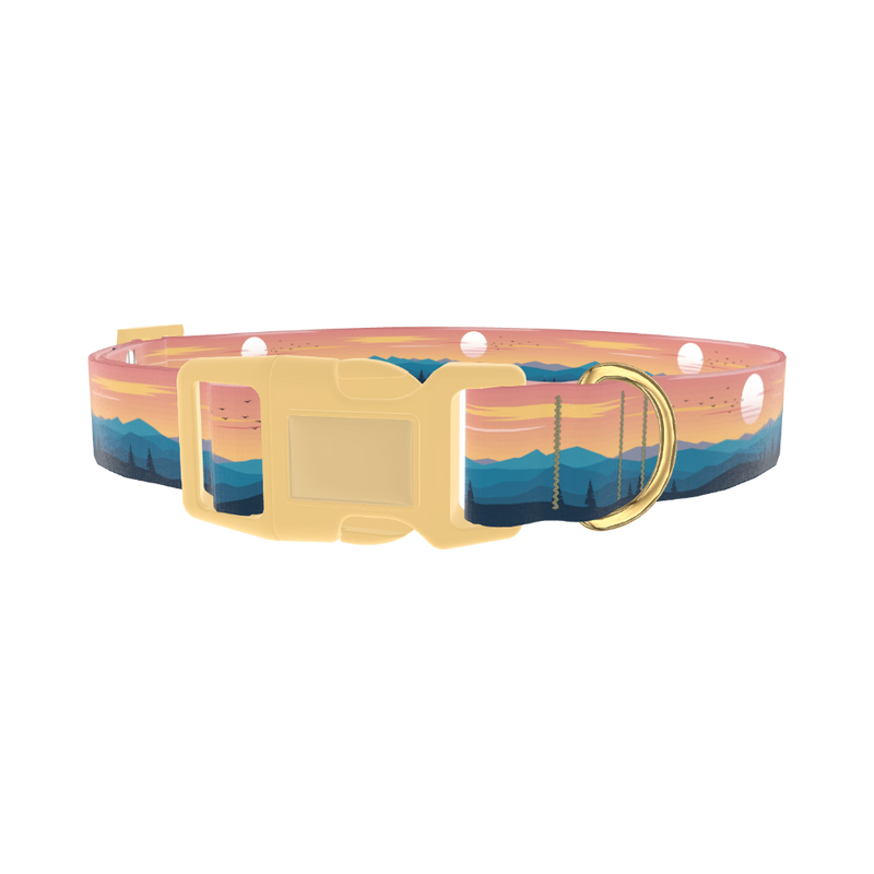 Mountain Sunset Dog Collar - plastic gold