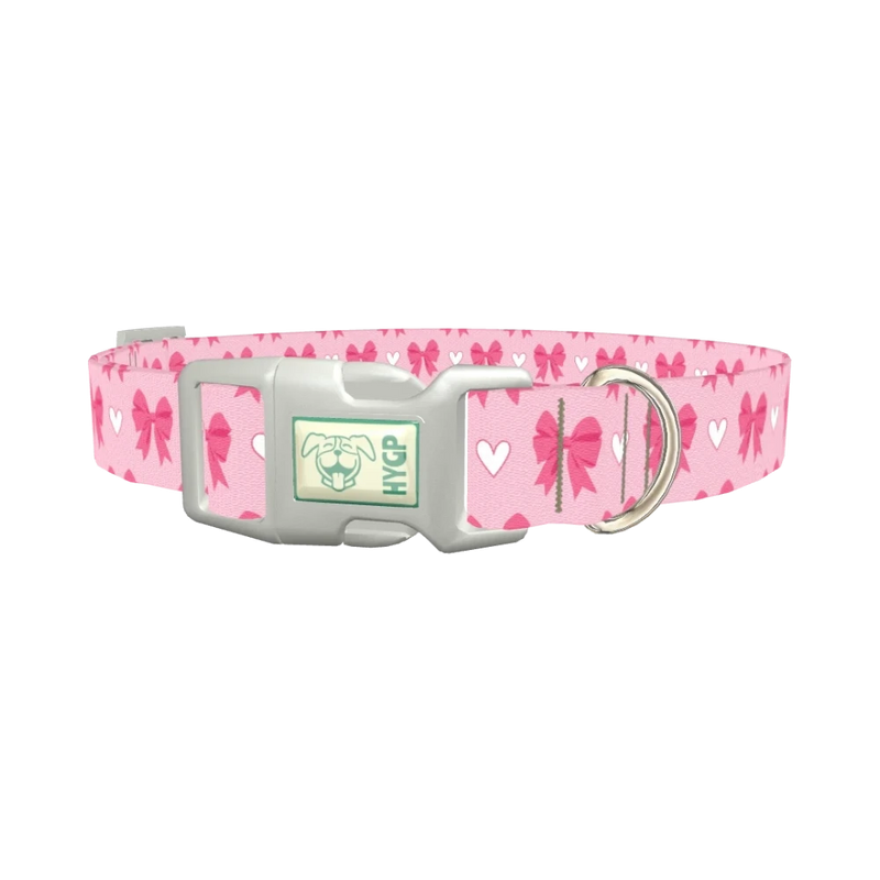 Bow Heart Dog Collar - plastic silver