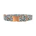 Colorful Leopard Dog Collar - metal rose gold