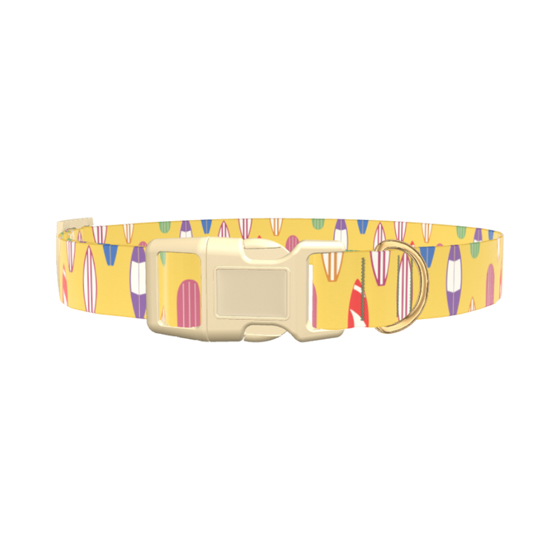 Surfboard Beach Dog Collar - plastic silver