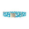 White Dove Pattern Dog Collar - metal silver