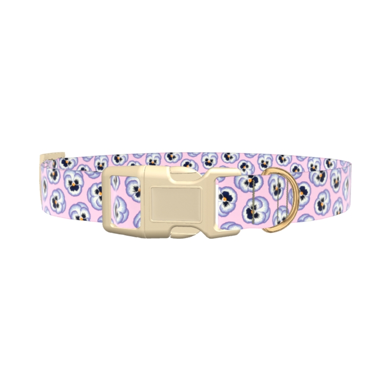 Floral Pansy Dog Collar - plastic rose gold
