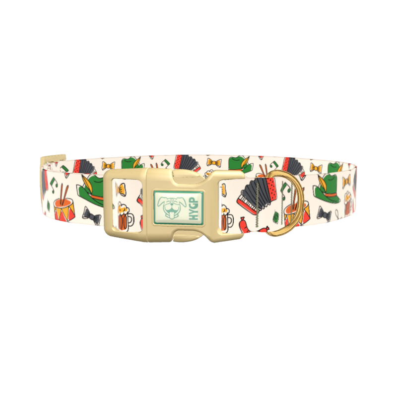 Oktoberfest Music Dog Collar - plastic silver