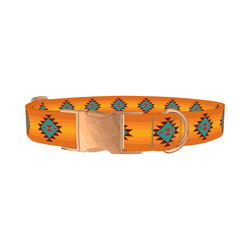 Geometric Tribal Dog Collar - metal rose gold