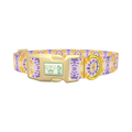 Yellow Purple Tie-Dye Dog Collar - plastic gold
