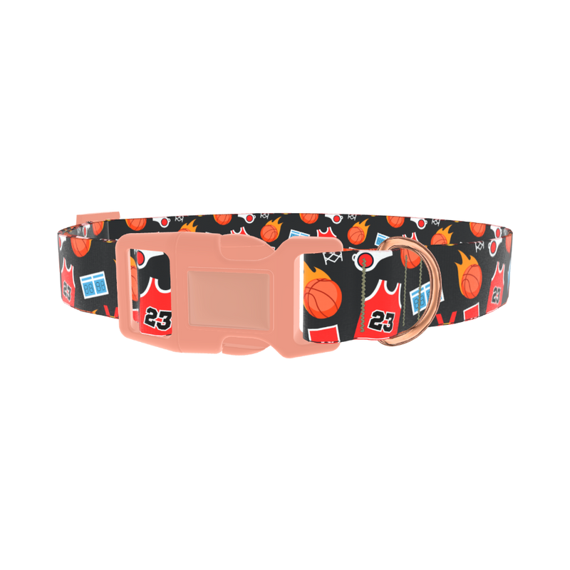 Flaming Basketball Dog Collar - plastic rose gold