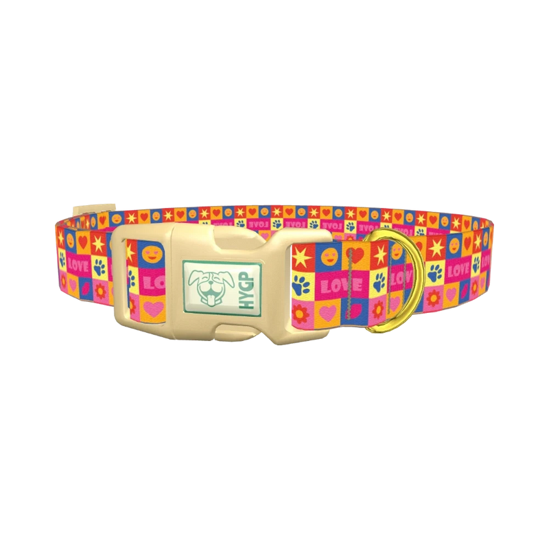 Geometric Valentine Dog Collar - plastic gold