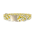 White and Yellow Daisy Dog Collar - metal silver