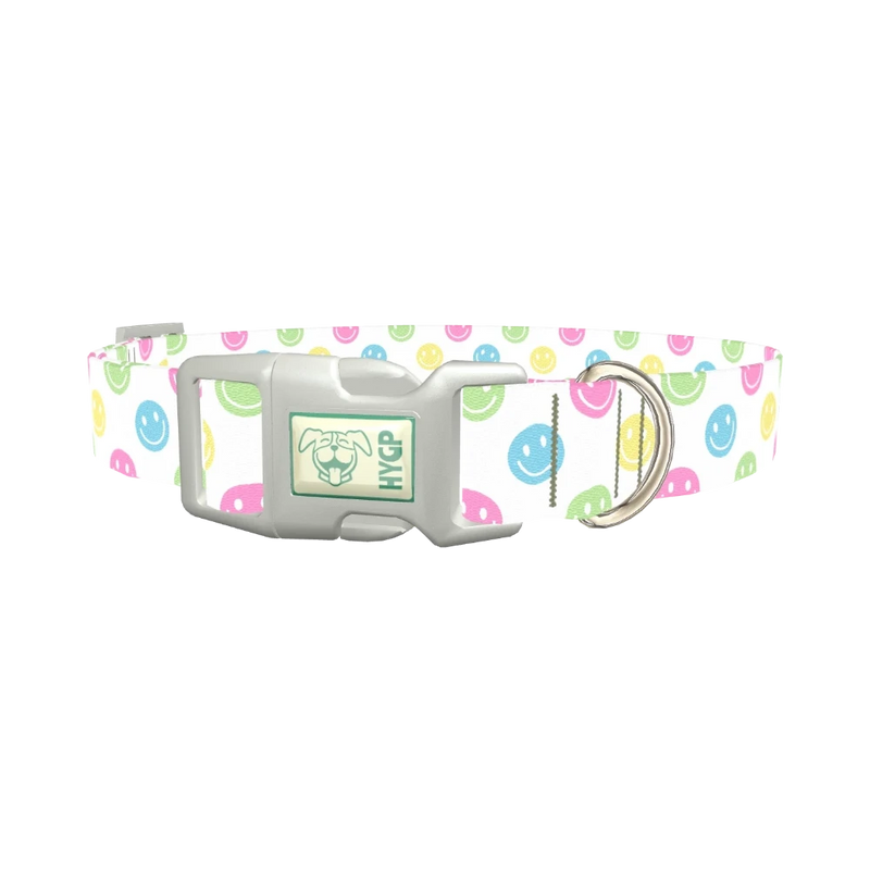 Smiley Face Dog Collar - plastic silver