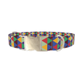 Colorful Geometric Rhombus Dog Collar - metal silver