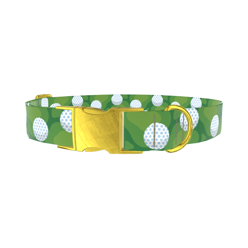 Golf Course Dog Collar - metal gold