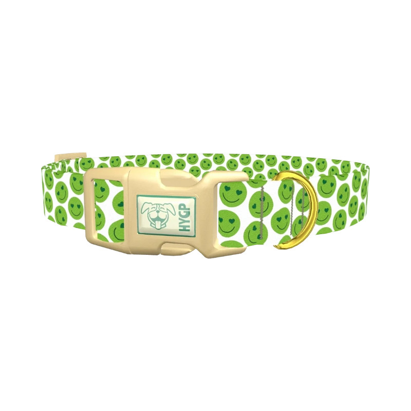 Smiley Face Dog Collar - plastic gold