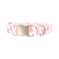 Pink Festive Trees Dog Collar - metal gold