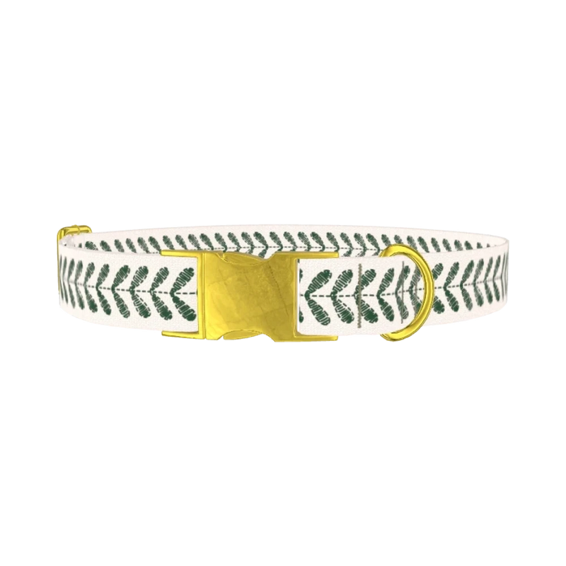 Geometric Leaf Dog Collar - metal gold