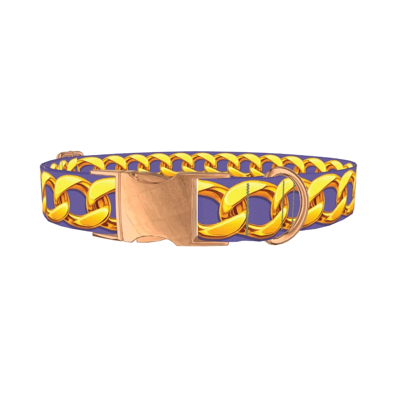 Golden Chain Lilac Dog Collar - metal rose gold