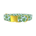 Blue Monstera Leaf Dog Collar - metal rose gold