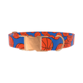 Blue Basketball Pattern Dog Collar - metal rose gold