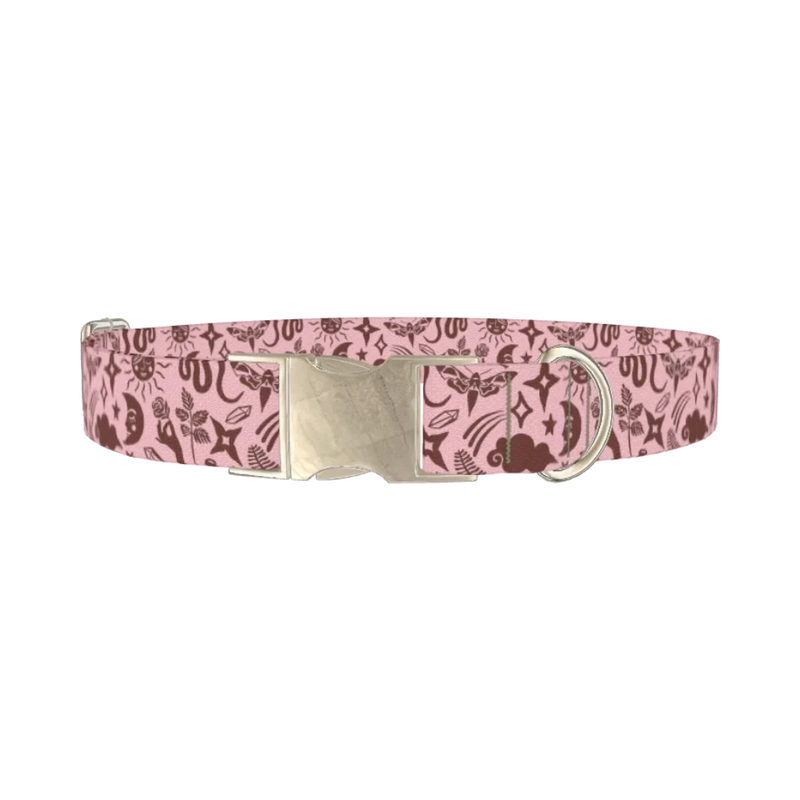 Mystical Nature Dog Collar - metal silver
