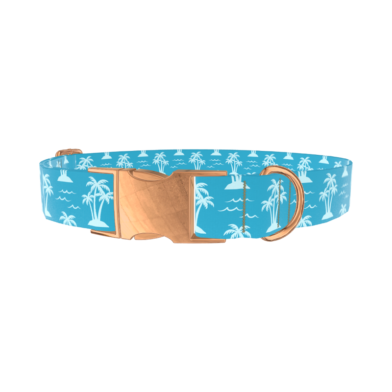 Tropical Island Dog Collar - metal silver