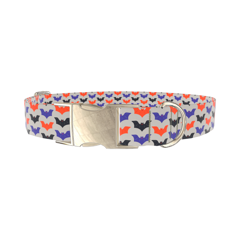 Colorful Bat Pattern Dog Collar - metal gold