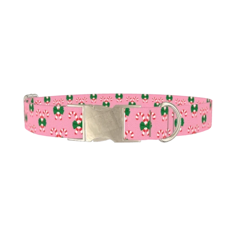 Christmas Candy Cane Dog Collar - metal silver