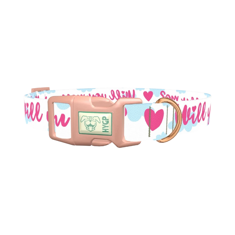 Romantic Heart Dog Collar - plastic rose gold