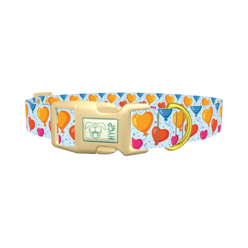 Valentine Heart Balloon Dog Collar - plastic gold