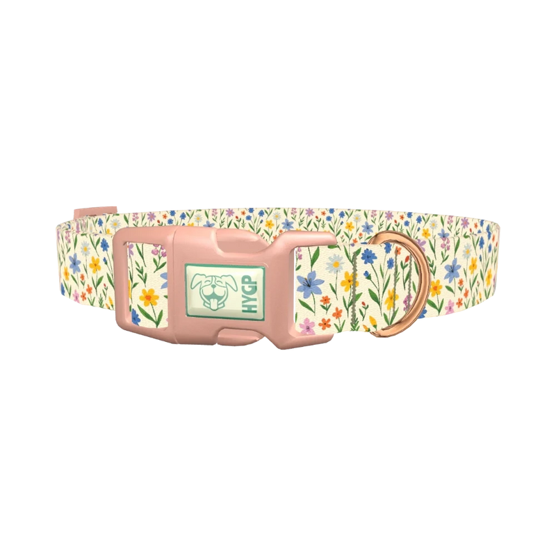 Wildflower Meadow Dog Collar - plastic rose gold