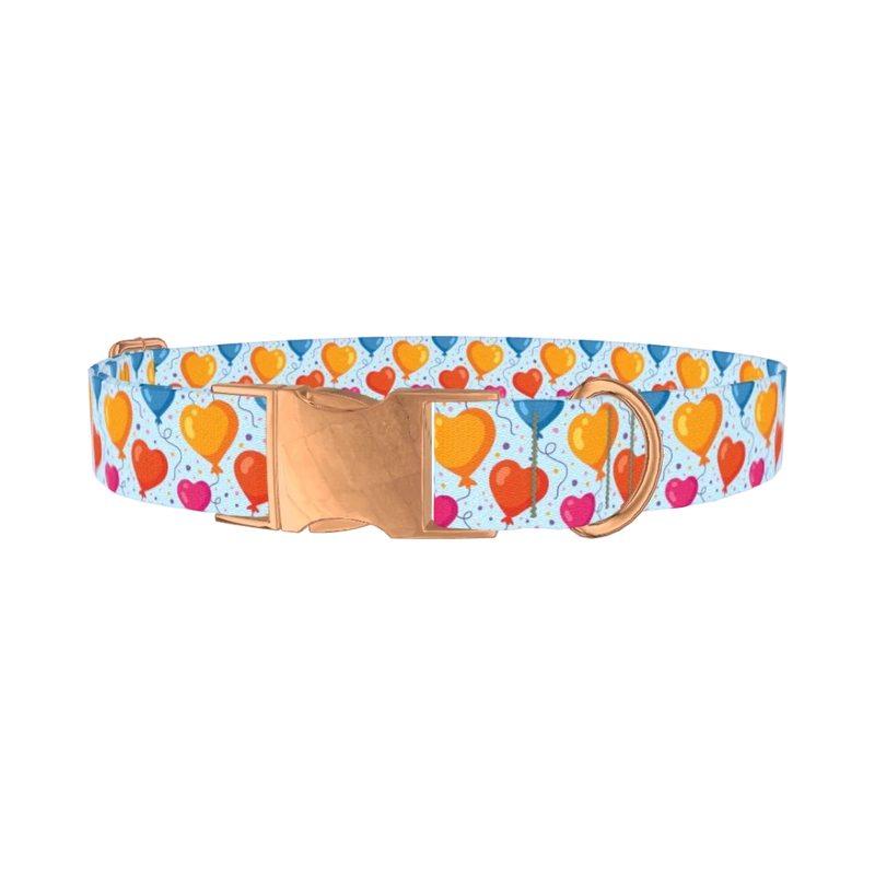 Valentine Heart Balloon Dog Collar - metal rose gold