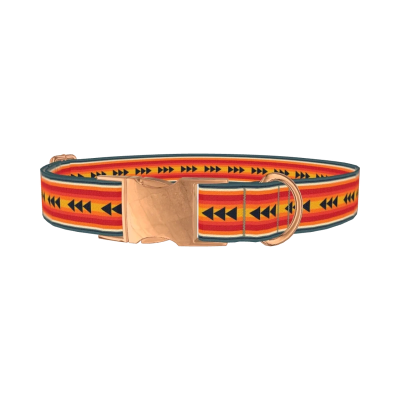 Retro Arrow Stripe Dog Collar - metal rose gold