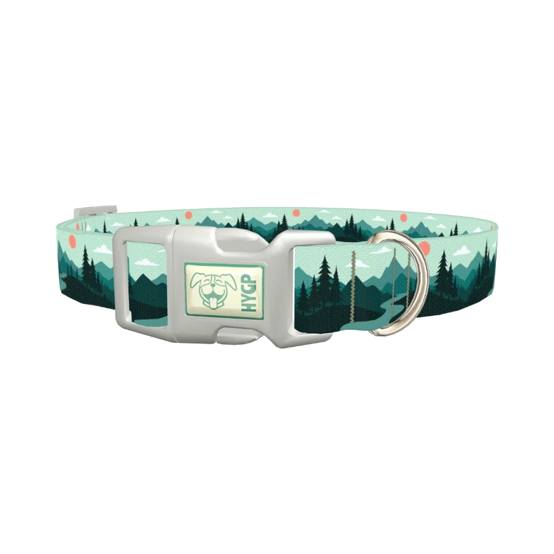 Forest Mountain Dog Collar - plastic silver
