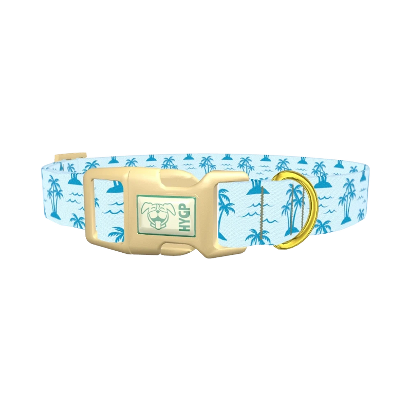 Blue Palm Island Dog Collar - plastic gold