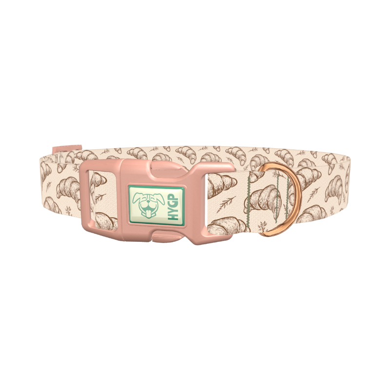 Beige Croissant Leaf Dog Collar - plastic rose gold