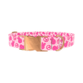 Pink Peace Sign Dog Collar - metal silver