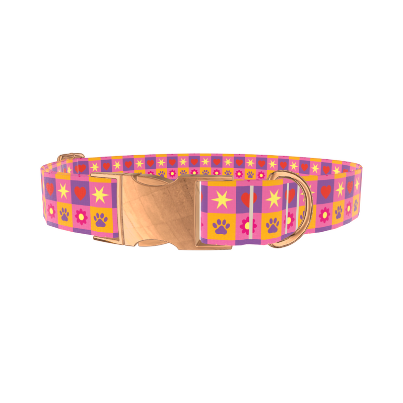 Colorful Heart and Star Dog Collar