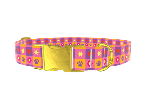 Colorful Heart and Star Dog Collar