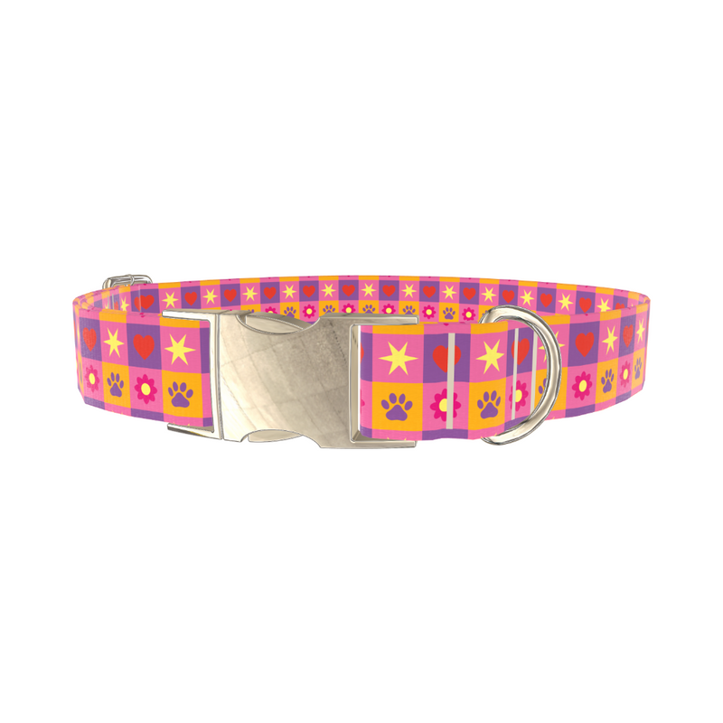 Colorful Heart and Star Dog Collar