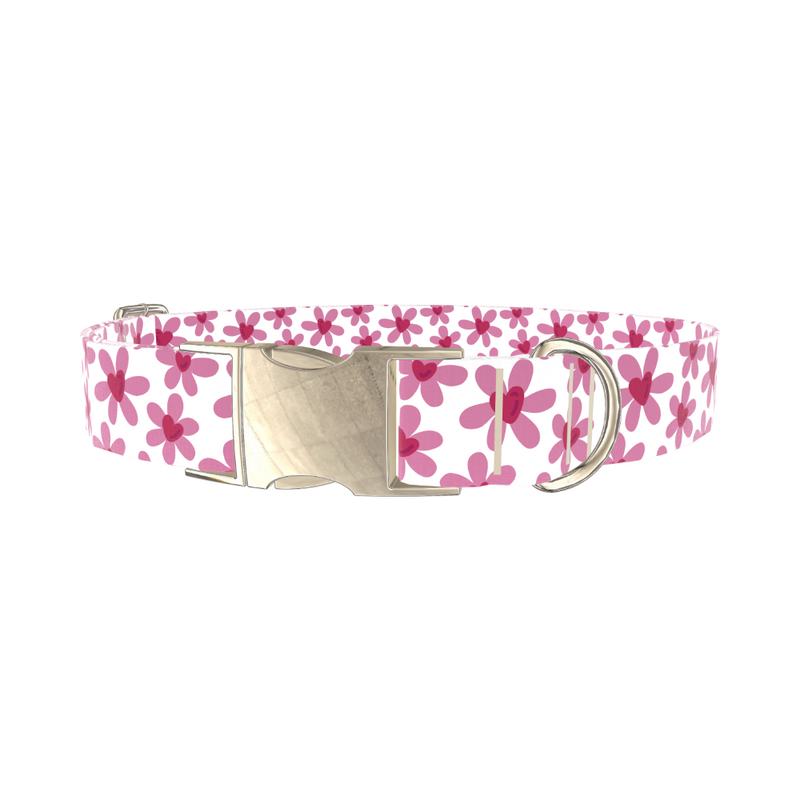 Heart Flower Pattern Dog Collar