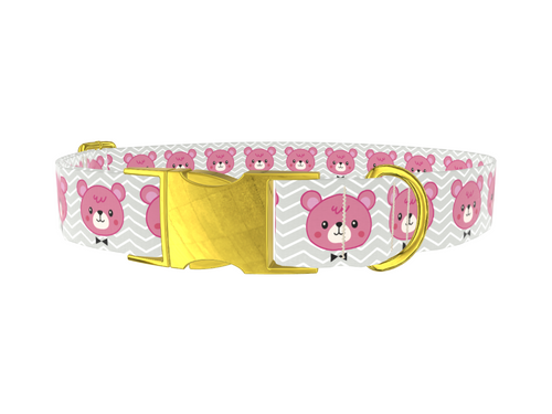 Pink Teddy Bear Dog Collar