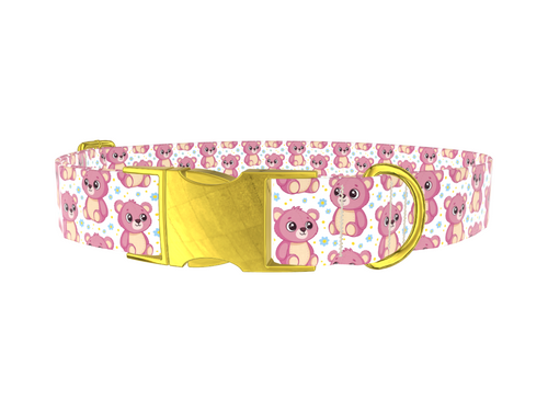 Pink Teddy Floral Dog Collar