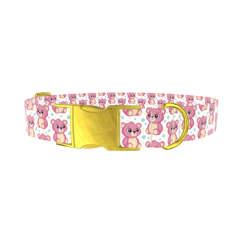 Pink Teddy Floral Dog Collar
