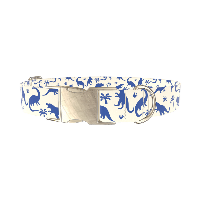 Blue Dinosaur Jungle Dog Collar